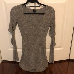 Mini sweater dress with cutout elbows